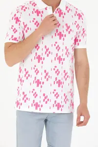 US Polo Assn. Men Pink Polo Shirt Collar T-Shirt - Image 6