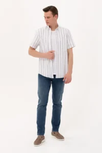 Pierre Cardin Navy Blue comfort Fit Short Sleeve Shirt - Image 4