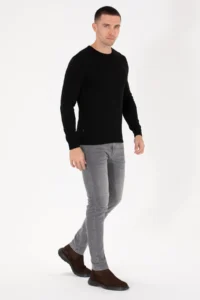 Pierre Cardin Black slim Fit Crew Neck Basic Knitwear Sweater - Image 3