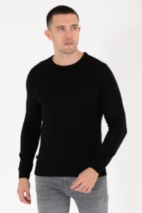 Pierre Cardin Black slim Fit Crew Neck Basic Knitwear Sweater - Image 4