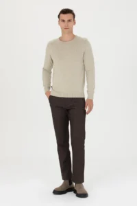 Pierre Cardin Sand Melanj slim Fit Crew Neck Basic Knitwear Sweater - Image 4