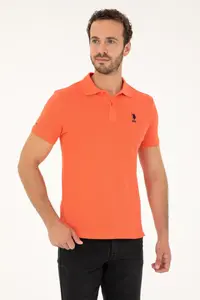 US Polo Assn. Men slim Fit Polo Shirt Collar Pomegranate Basic T-Shirt