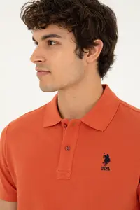 US Polo Assn. Men slim Fit Polo Shirt Collar Powder Pink Basic T-Shirt - Image 2