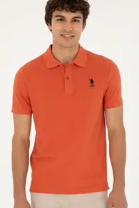 US Polo Assn. Men slim Fit Polo Shirt Collar Powder Pink Basic T-Shirt - Image 3