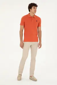 US Polo Assn. Men slim Fit Polo Shirt Collar Powder Pink Basic T-Shirt - Image 4