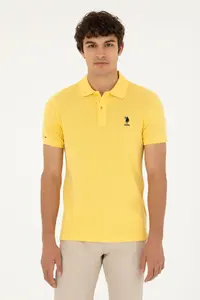 US Polo Assn. Men slim Fit Polo Shirt Collar Yellow Basic T-Shirt