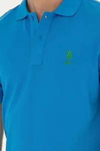 US Polo Assn. Men slim Fit Polo Shirt Collar Saks Blue Basic T-Shirt - Image 7