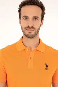 US Polo Assn. Men slim Fit Polo Shirt Collar Orange Basic T-Shirt - Image 2
