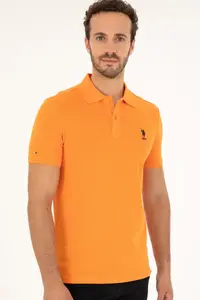 US Polo Assn. Men slim Fit Polo Shirt Collar Orange Basic T-Shirt - Image 3