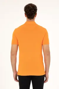 US Polo Assn. Men slim Fit Polo Shirt Collar Orange Basic T-Shirt - Image 5