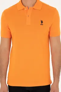 US Polo Assn. Men slim Fit Polo Shirt Collar Orange Basic T-Shirt - Image 6
