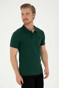 US Polo Assn. Men slim Fit Polo Shirt Collar Dark Green Basic T-Shirt