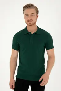 US Polo Assn. Men slim Fit Polo Shirt Collar Dark Green Basic T-Shirt - Image 3