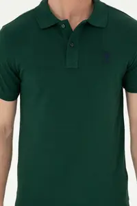 US Polo Assn. Men slim Fit Polo Shirt Collar Dark Green Basic T-Shirt - Image 7