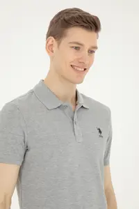 US Polo Assn. Men slim Fit Polo Shirt Collar Gray Melanj Basic T-Shirt - Image 2