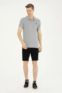 US Polo Assn. Men slim Fit Polo Shirt Collar Gray Melanj Basic T-Shirt - Image 4