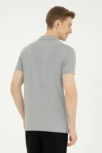 US Polo Assn. Men slim Fit Polo Shirt Collar Gray Melanj Basic T-Shirt - Image 5
