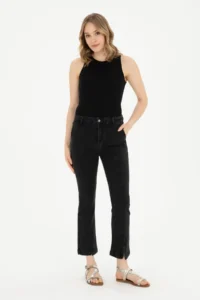 US Polo Assn. Women Black skinny Flare Cropped Fit Jeans Pants