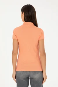 US Polo Assn. Women Salmon Polo Shirt Collar T-Shirt - Image 5