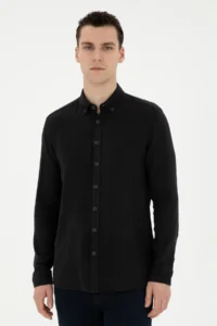 Pierre Cardin Black Regular Fit Long Sleeve Shirt