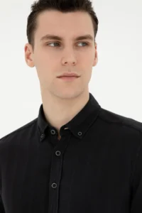 Pierre Cardin Black Regular Fit Long Sleeve Shirt - Image 2
