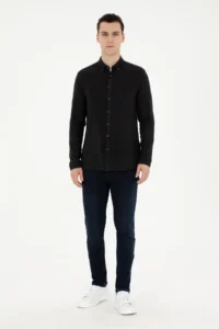 Pierre Cardin Black Regular Fit Long Sleeve Shirt - Image 4