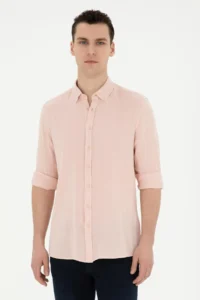 Pierre Cardin Light Pink Regular Fit Long Sleeve Shirt
