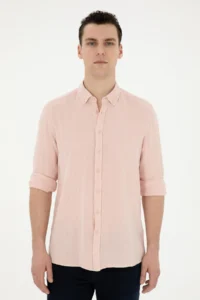 Pierre Cardin Light Pink Regular Fit Long Sleeve Shirt - Image 3