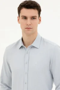 Pierre Cardin Gray slim Fit Long Sleeve Shirt - Image 2