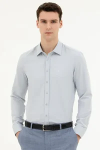 Pierre Cardin Gray slim Fit Long Sleeve Shirt - Image 3