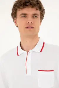 US Polo Assn. Men Regular Fit Polo Shirt Collar White T-Shirt - Image 2