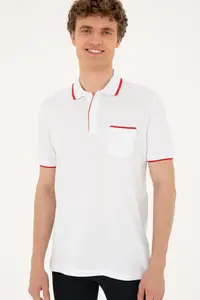 US Polo Assn. Men Regular Fit Polo Shirt Collar White T-Shirt - Image 3