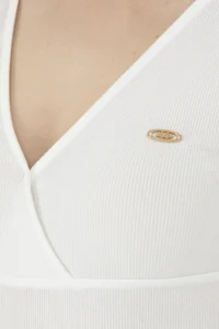 US Polo Assn. Women White V-neck T-Shirt - Image 7