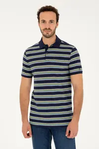 US Polo Assn. Men Regular Fit Polo Shirt Collar Navy Blue T-Shirt