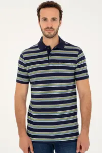 US Polo Assn. Men Regular Fit Polo Shirt Collar Navy Blue T-Shirt - Image 3
