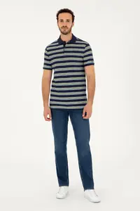 US Polo Assn. Men Regular Fit Polo Shirt Collar Navy Blue T-Shirt - Image 4