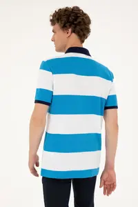 US Polo Assn. Men Regular Fit Polo Shirt Collar Saks Blue T-Shirt - Image 5