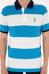 US Polo Assn. Men Regular Fit Polo Shirt Collar Saks Blue T-Shirt - Image 6