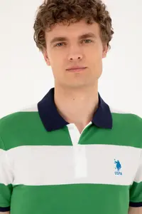 US Polo Assn. Men Regular Fit Polo Shirt Collar Green T-Shirt - Image 2