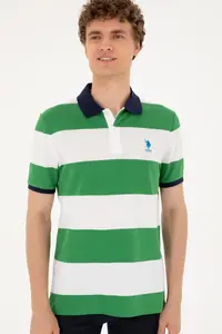 US Polo Assn. Men Regular Fit Polo Shirt Collar Green T-Shirt - Image 3