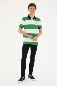 US Polo Assn. Men Regular Fit Polo Shirt Collar Green T-Shirt - Image 4
