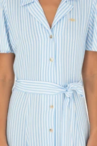 US Polo Assn. Women Blue Striped Arched Midi Size Weaving Dress - Image 5