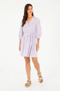 US Polo Assn. Women Lilac Mini Size Weaving Dress - Image 3