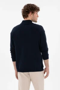 US Polo Assn. Men comfort Fit Half Zippered Collar Navy Blue Sweatshirt - Image 5