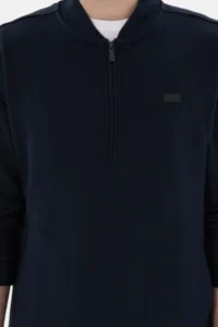 US Polo Assn. Men comfort Fit Half Zippered Collar Navy Blue Sweatshirt - Image 6