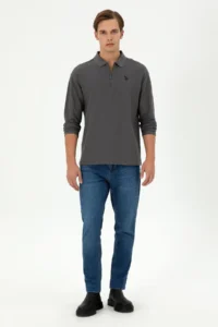 US Polo Assn. Men comfort Fit Half Zippered Anthracite Sweatshirt - Image 4