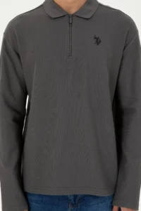 US Polo Assn. Men comfort Fit Half Zippered Anthracite Sweatshirt - Image 6