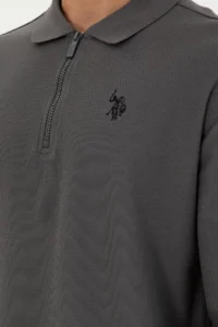 US Polo Assn. Men comfort Fit Half Zippered Anthracite Sweatshirt - Image 7