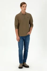 US Polo Assn. Men comfort Fit Half Zippered Khaki Sweatshirt - Image 4