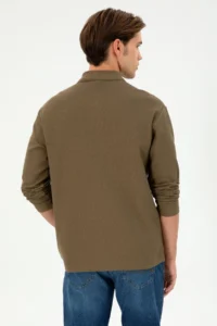 US Polo Assn. Men comfort Fit Half Zippered Khaki Sweatshirt - Image 5